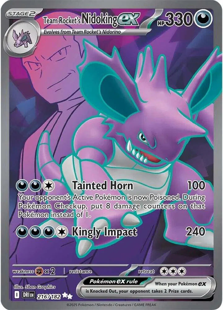 Team Rocket's Nidoking ex Destined Rivals Ultra Rare 216/182